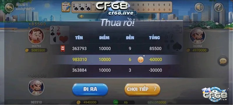 Kết thúc game đấu địa chủ, chia điểm và rinh quà.