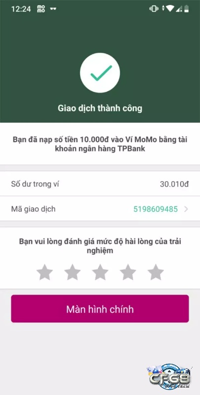 Thông báo giao dịch đã thành công