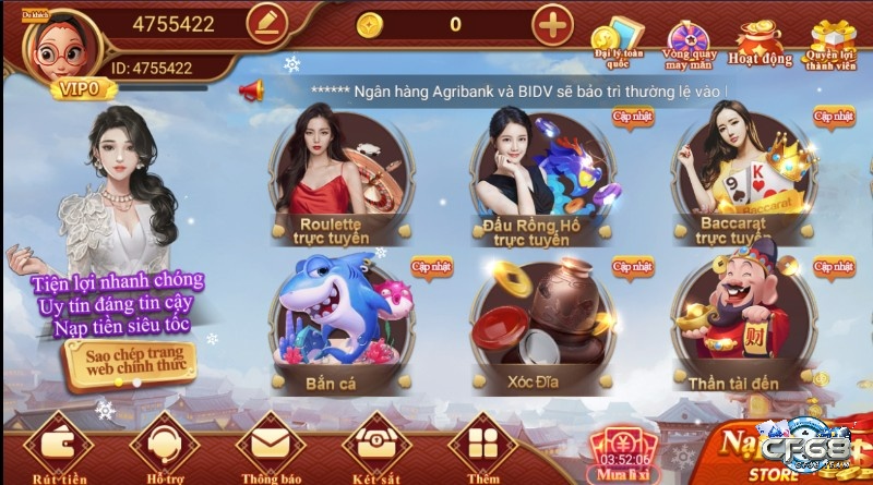 Tham gia Cf68 để thử sức với tài cỉu cùng vô vàn tựa game thú vị khác