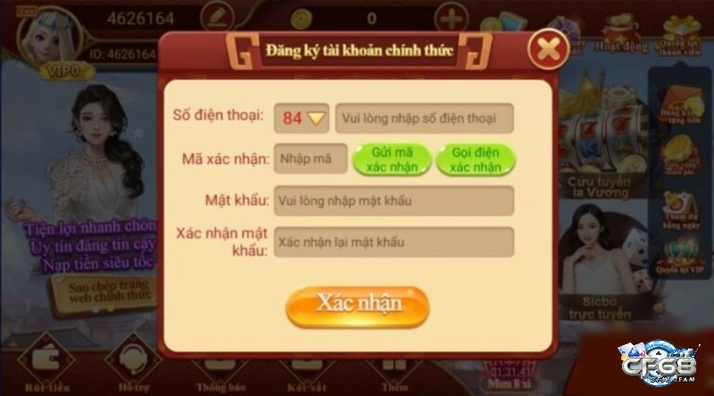 Dang ki tai game CF68 bằng Facebook