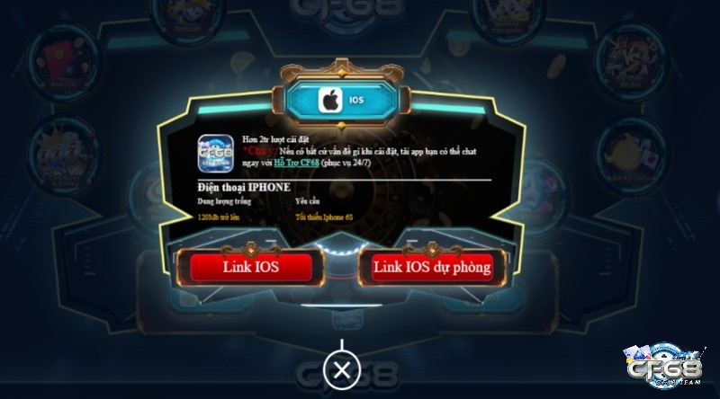 Hướng dẫn tải app cược game CF68 cho ios sau khi dang ki tai game