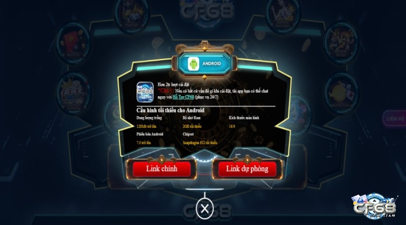 Hướng dẫn tải và cài app game CF68 cho Android sau khi dang ki tai game