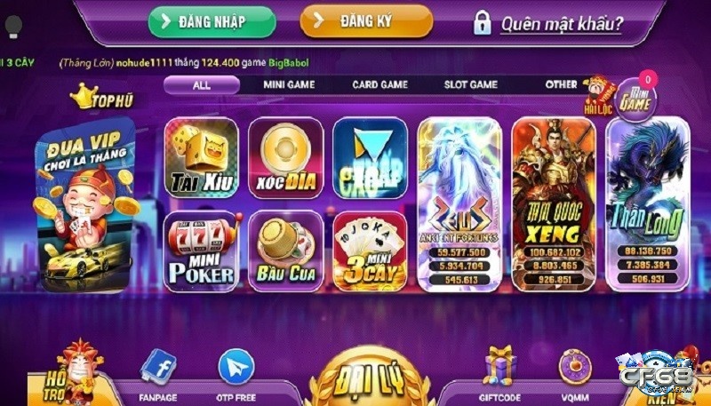 Danh sách kho game hấp dẫn tại Vin 68 club