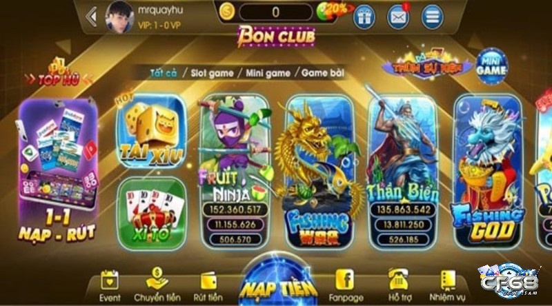 Bon clup vin với kho game cá cược phong phú