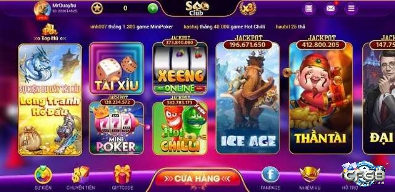 Kho game đình đám có tại sân chơi Sao Clup win