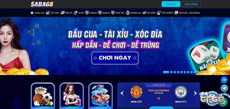 Giao diện của sân cược Saba68.com cực chuyên nghiệp