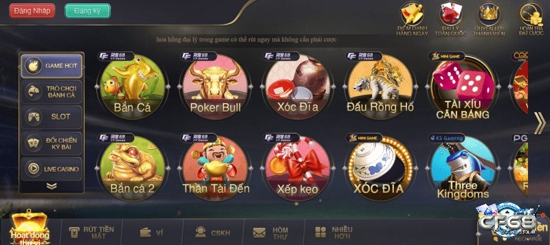 Kho game khổng lồ tại sân cược Cfun 68