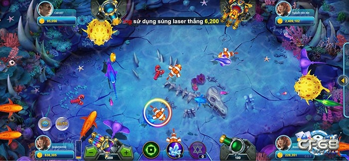 Chơi game bắn cá trên giao diện đồ họa sinh động, trực quan