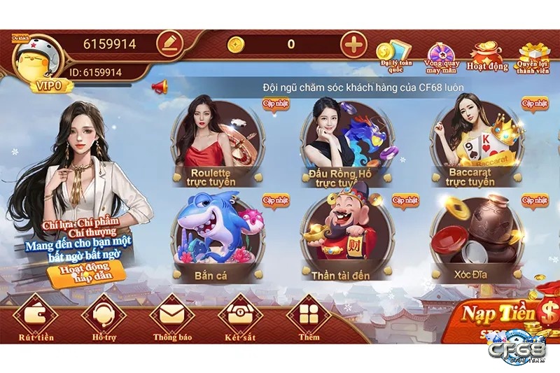 Danh mục game hấp dẫn tại CF68.WIKI