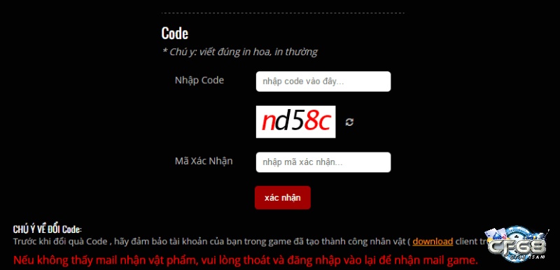 Chi tiết huong dan nhan code CF khuyến mãi