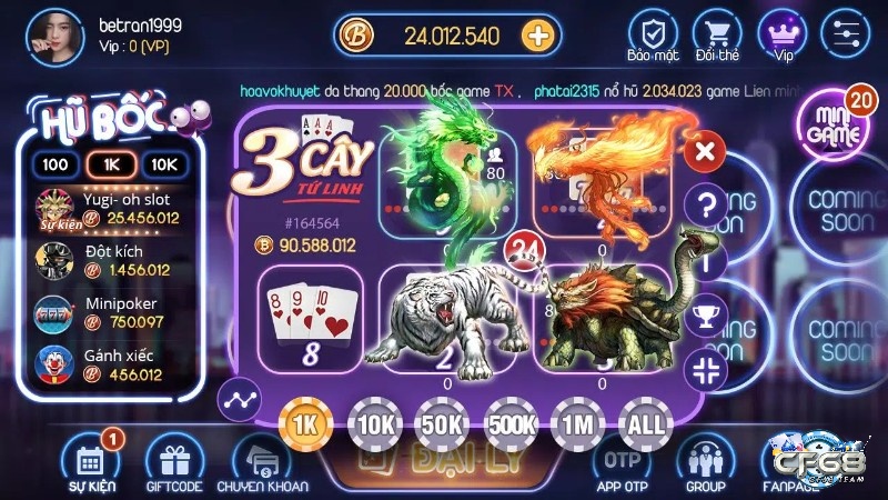 Tại Boc68.net anh em có thể dễ dàng bắt gặp những game bài hot 