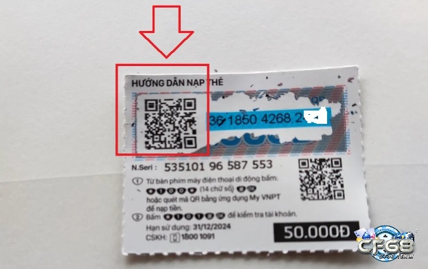 Mã QR được in trên thẻ nạp tiền của bạn