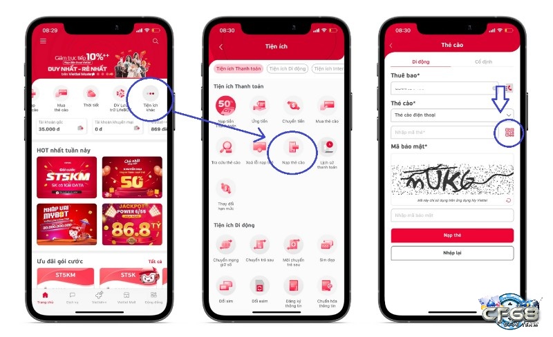 Cách nạp thẻ bằng mã QR trên app My Viettel