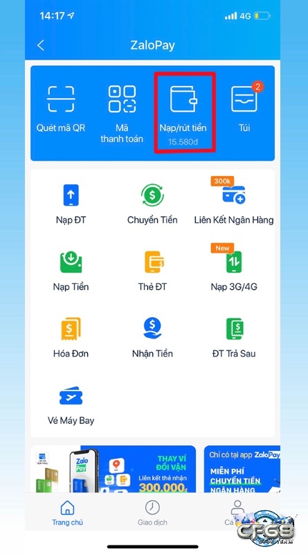 Cách nạp tiền vào ví Zalo Pay khi ở trên ứng dụng Zalo Pay - Bước 2