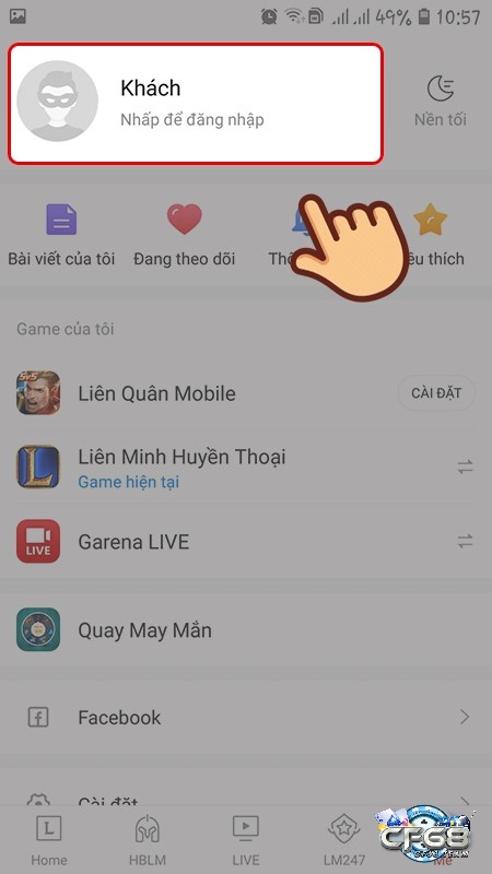 Cách tạo tài khoản Garena trên ứng dụng - Bước 3