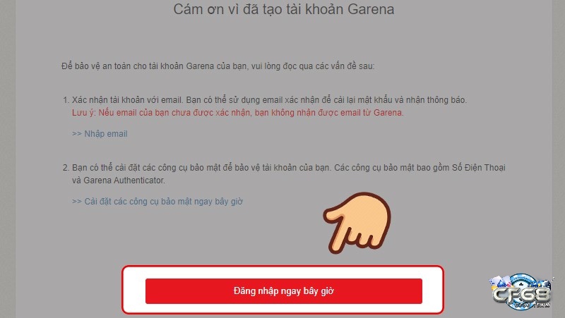 Cách tạo tài khoản Garena trên Web - Bước 9