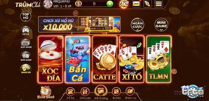 Trum Club. Vin hiện đang cung cấp nhiều game bài hấp dẫn