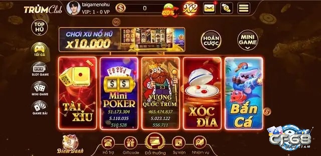 Những mini game tại Trum Club. Vin luôn nhận về nhiều tình cảm cược thủ