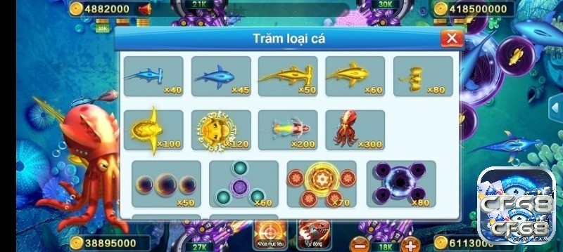 Điểm nổi bật của game bắn cá 4 người chơi tại cổng game CF68