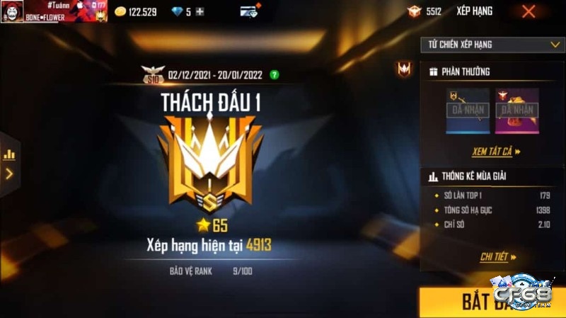 Hình ảnh rank cao nhất trong Free Fire 2023