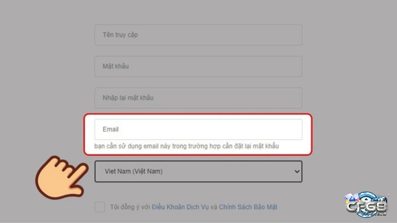 Cach dang ki garena bằng email bằng cách nhập thông tin email tại ô trống