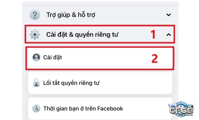 Bấm vào dòng cài đặt & quyền riêng tư