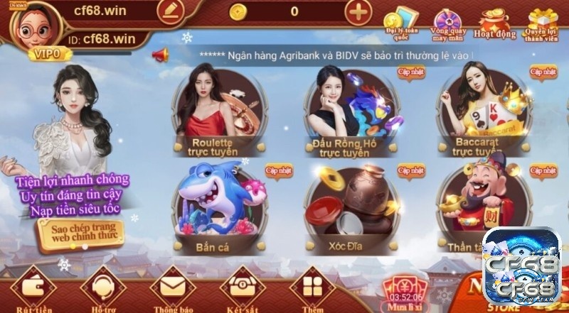 Cổng game đổi thưởng CF68 có những trò chơi hấp dẫn gì?