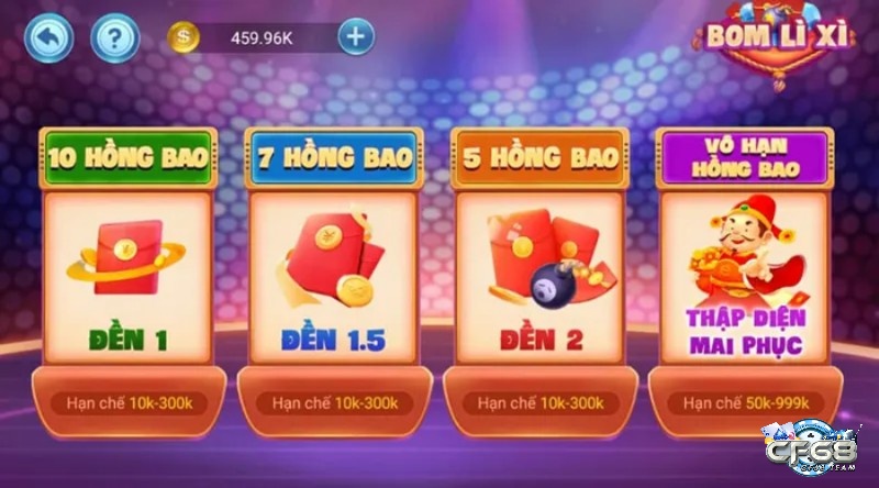 4 sảnh game đặt bom tại Cf68 cho anh em lựa chọn