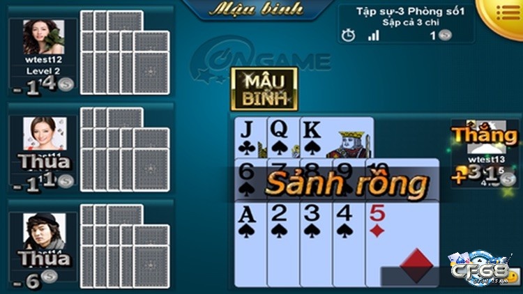 Sảnh rồng trong game bài mậu binh