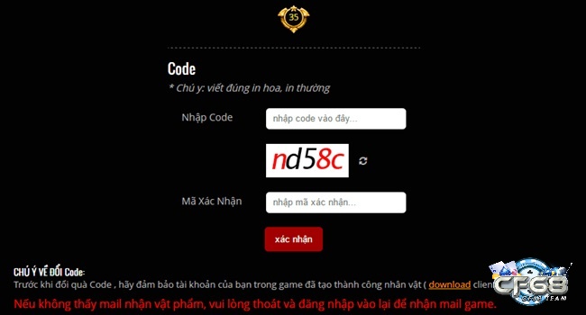 Nhập mã giftcode