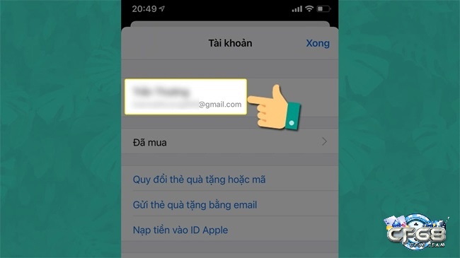 Bấm chọn hàng có địa chỉ email