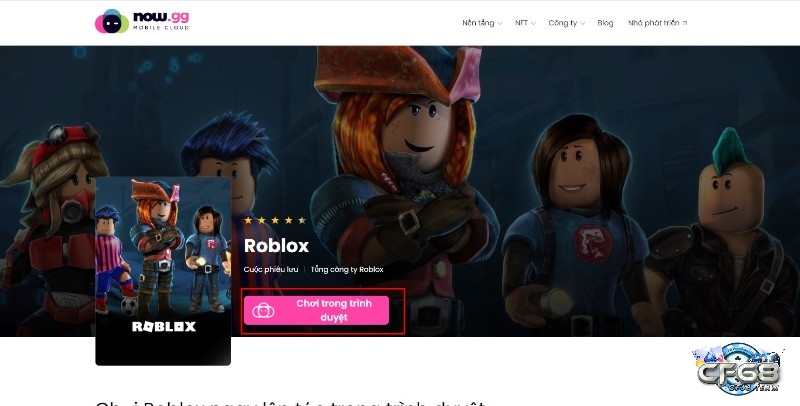 Chơi roblox không cần tải trên trang web now.gg