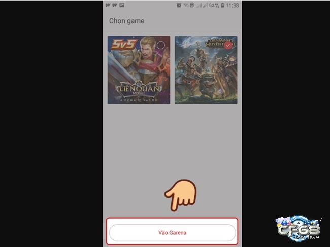 Truy cập vào các game trong ứng dụng garena