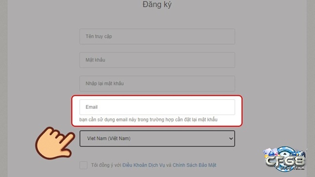 Nhập email chính chủ