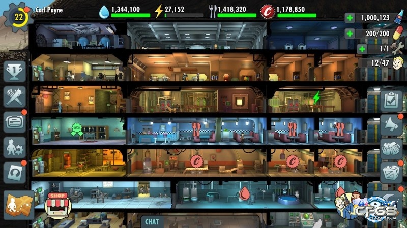 Trong Fallout Shelter người chơi phải xây dựng một thành phố dưới lòng đất để tồn tại