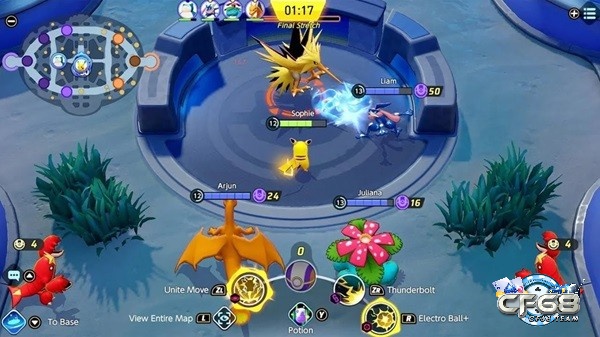 Trực tiếp điều khiển Pokemon chiến đấu trong Pokemon Unite