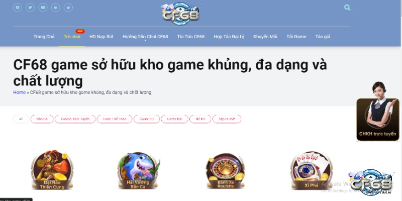 Kho game đa dạng và siêu hot tại nhà cái CF68.club